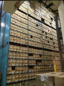 Stacked Boxes on Shelves at the City of Toronto Archives